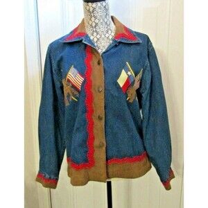Don’t Mess With Texas Denim Jacket Embroidered Western Cowboy Womens Size S
